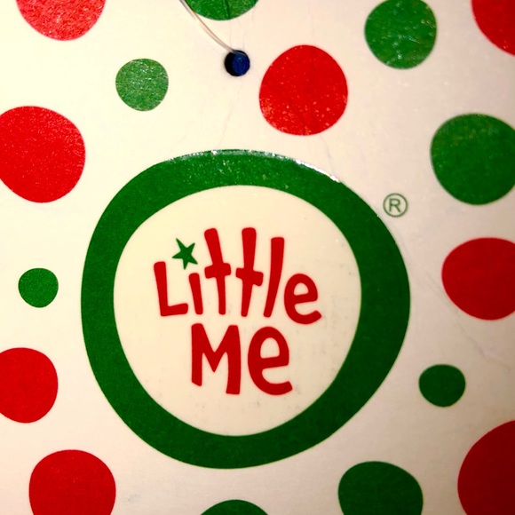 Little Me Christmas🎅🏽Santa Stretch Candy Cane Stripe Infant Footed Onesie NWT - Picture 4 of 15